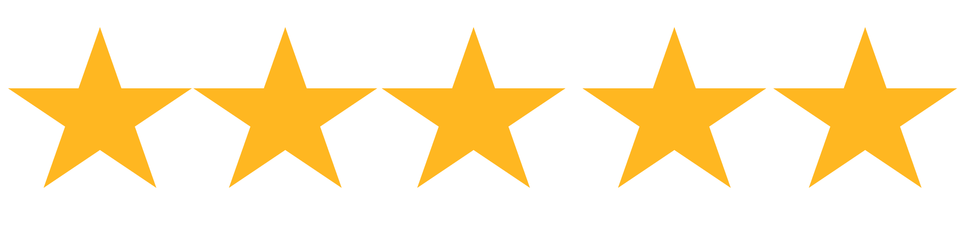 Five yellow stars in a row indicating a five-star rating.