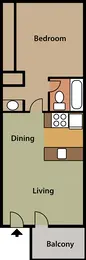 1 Bedroom 1 Bathroom B Floorplan