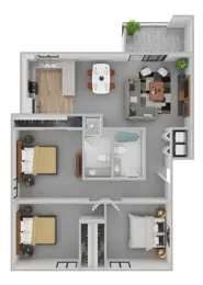 3 Bedroom 2 Bath- A- 50%