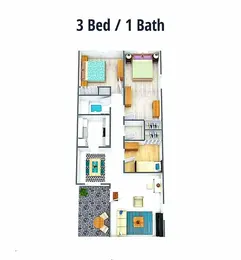 3 Bedroom, 1 Bathroom, 1034 SQFT