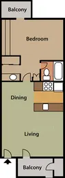1 Bedroom 1 Bathroom C Floorplan Premium