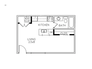 0 bed 1 bath