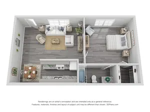 1x1-R Renovated 610 sq ft