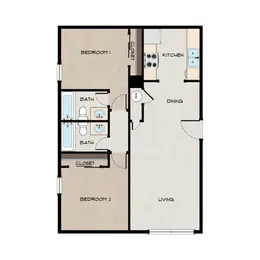 2 Bedrooms 2