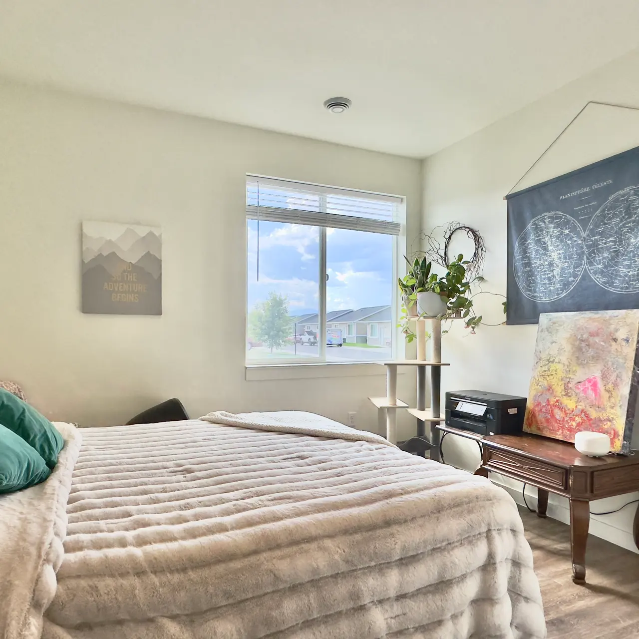 apartment large bedroom, apartment primary bedroom Primary bedroom in a furnished apartment, showcasing stylish decor and comfortable furnishings