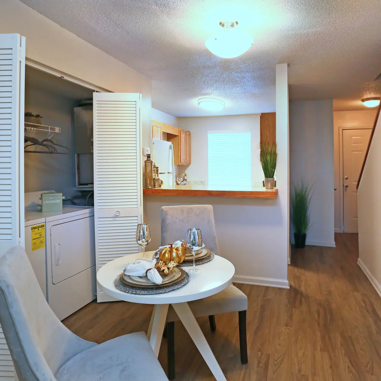 dining and laundry room area