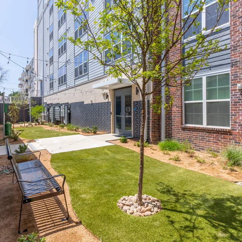 The Madison at Bishop Arts - Exterior, Bench, Lawn