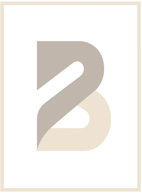 Stylish 'B' Logo Design A modern logo featuring the letter 'B' with a minimalist design, incorporating shades of beige and white.