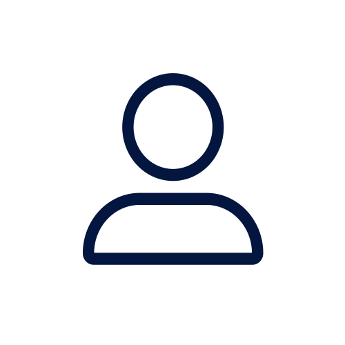 A simple user icon depicting a silhouette with a circular head and a curved shoulder line, styled in a minimalist design.