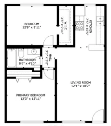 2 bed 1 bath