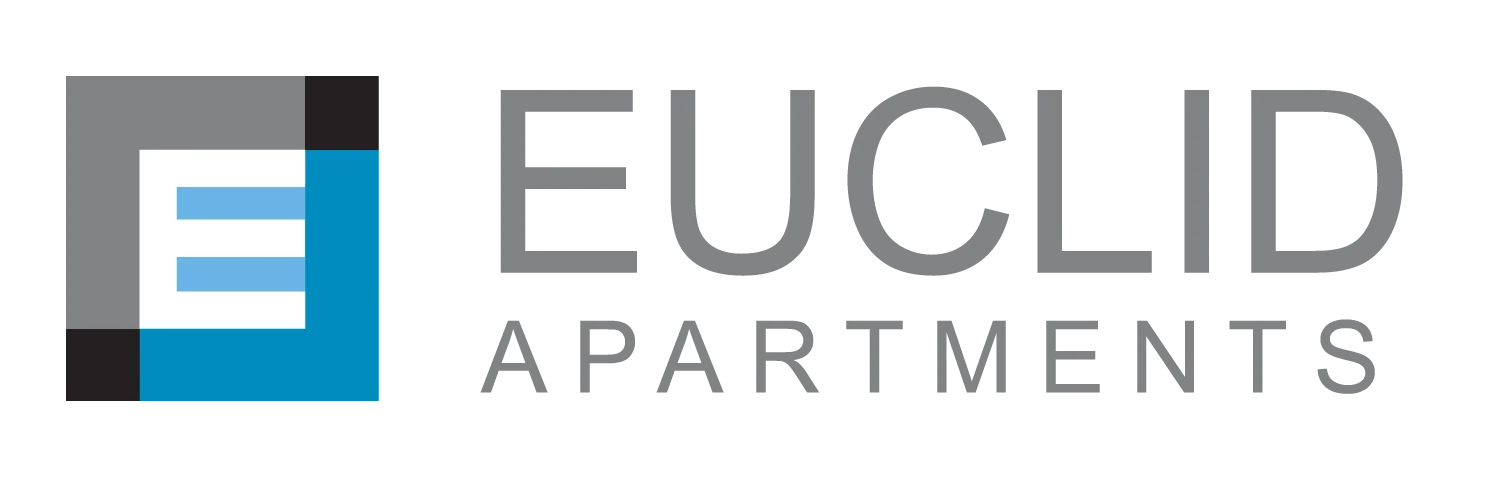 Logo for Euclid Apartments featuring a stylized letter E and the name 'Euclid Apartments' in a modern font.