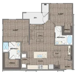 2 Bedroom, 2 Bathroom