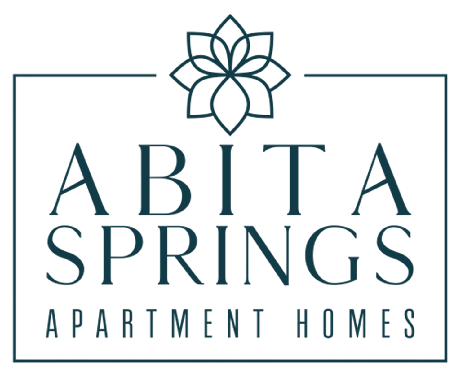 Logo for Abita Springs Apartment Homes featuring a floral design and text in a structured layout.