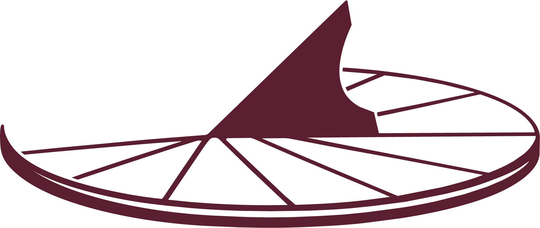 Stylized Sundial Silhouette A stylized silhouette of a sundial, featuring a pointed gnomon casting a shadow over a circular base with segmented markings.
