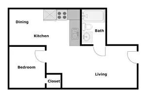 1 Bedroom/1 Bathroom with den