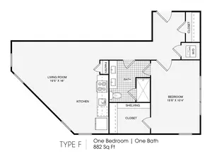 1 Bedroom, 1 Bathroom