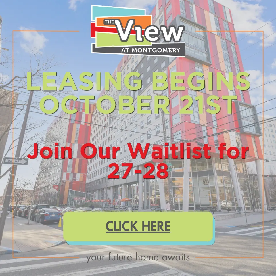Promotional image for The V-View at Montgomery apartment leasing.