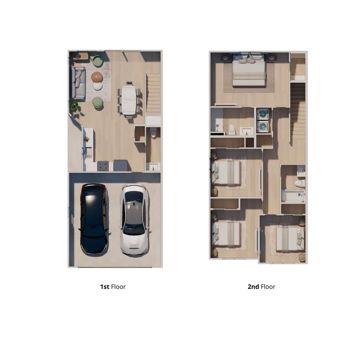 Four-bedroom, two-and-a-half-bathroom layout shown with Home 42 at Elevate on Vineyard.