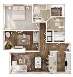 1 bedroom + Den; 1 bathroom