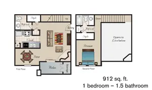 1 Bed | 1.5 Bath | 912 SQFT