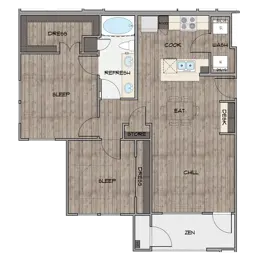 2 Bedroom, 1 Bathroom