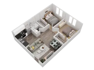 2 Bedroom 1 Bathroom - B1