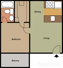 1 Bedroom 1 Bathroom A Floorplan Premium