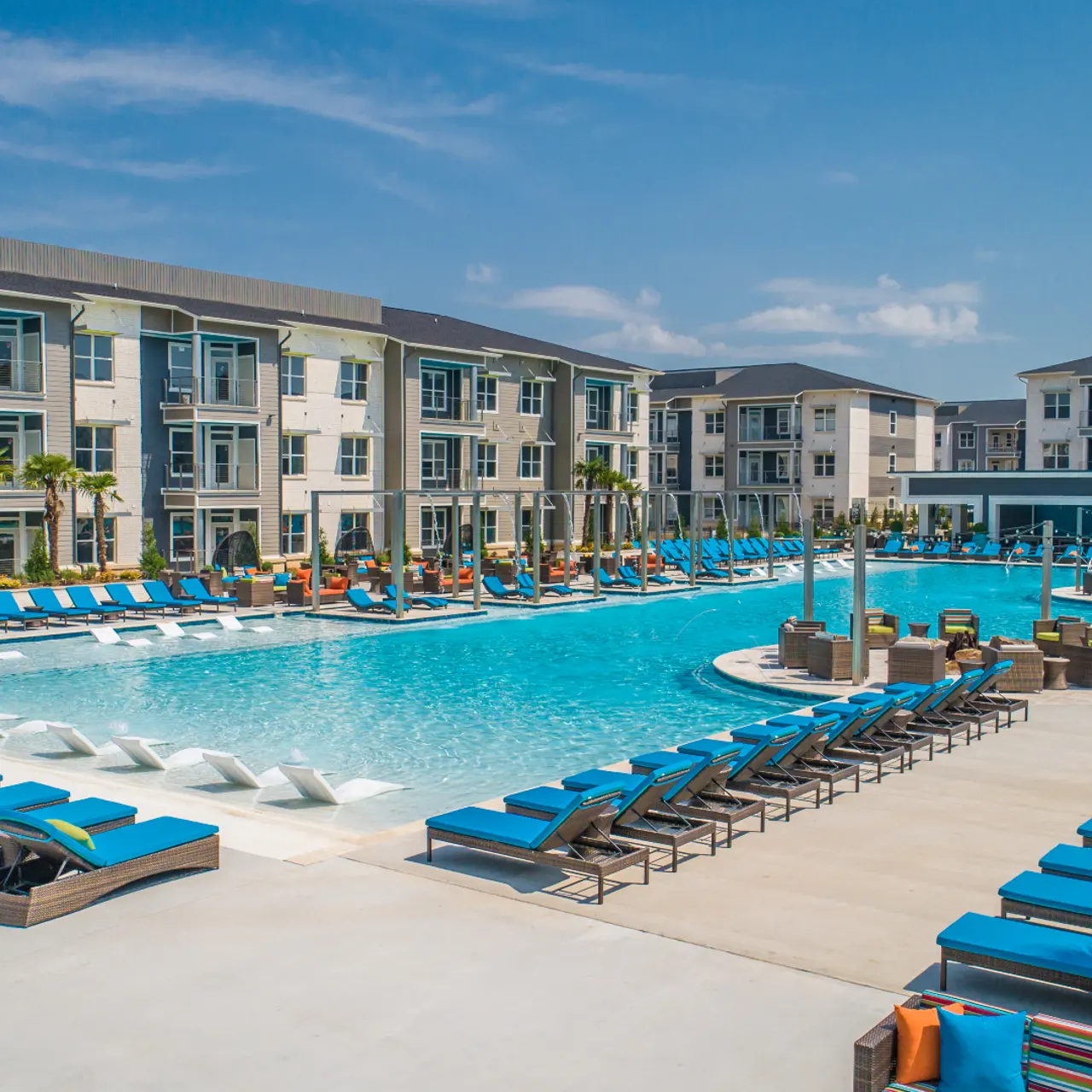 Resort-Style Pool - The Pointe North Hills Photo of the luxurious resort-style swimming pool at The Pointe North Hills.