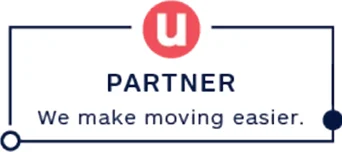 Logo featuring the word 'PARTNER' with the phrase 'We make moving easier' underneath, alongside the letter 'u' in a circular red background.
