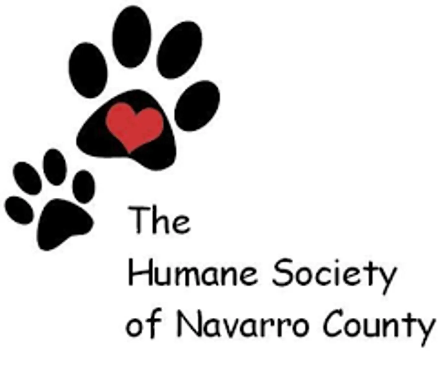 Logo of the Humane Society of Navarro County featuring paw prints and a heart