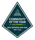 Logo representing the Community of the Year award by the Austin Apartment Association for 2025.