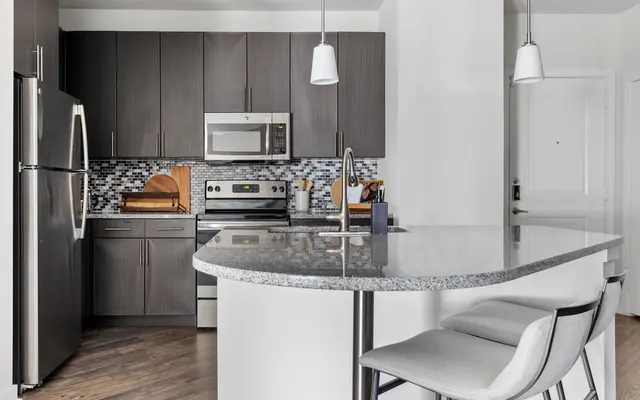 Eastside Station An upscale kitchen in Eastside Station, our East Austin luxury apartments.