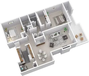2 Bedroom 2 Bath Villa