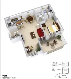 Palm | 1 Bed | 1 Bath |  Premium