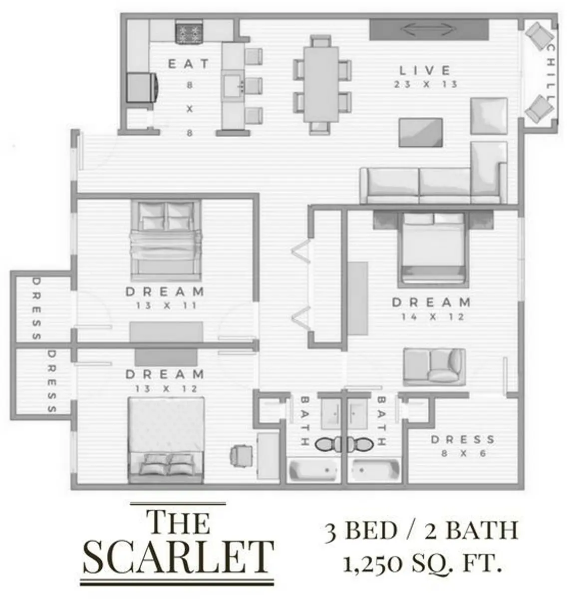 Flats on Youree - Diagram, Floor Plan