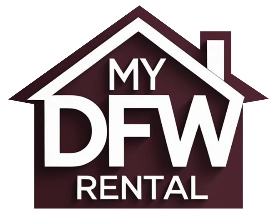 Logo of My DFW Rental featuring a house silhouette with the text 'MY DFW RENTAL' in bold font.