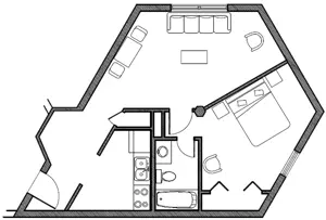 1B: 1 Bed / 1 Bath 637 SqFt