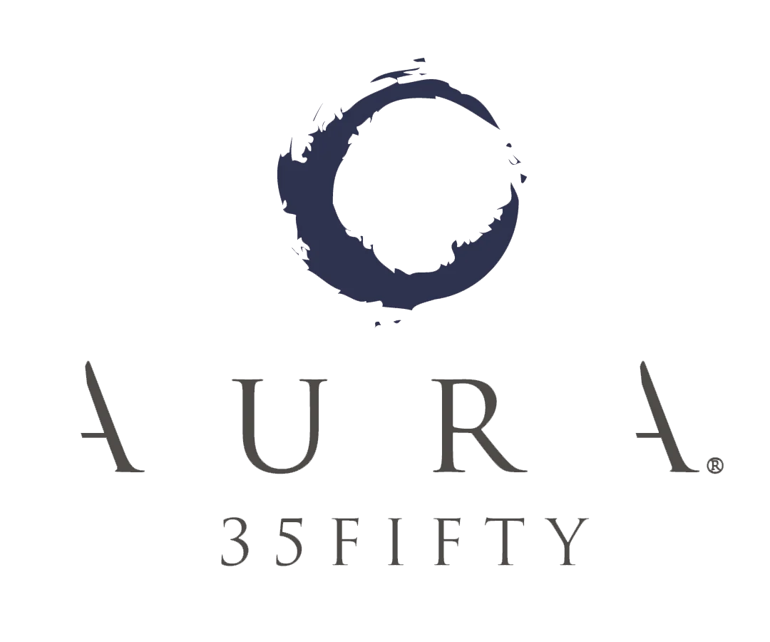 Logo for AURA 35FIFTY featuring a circular design and the brand name.