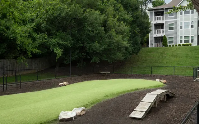 South Charlotte apartments exterior photo of the dog park - Grass, Lawn, Backyard