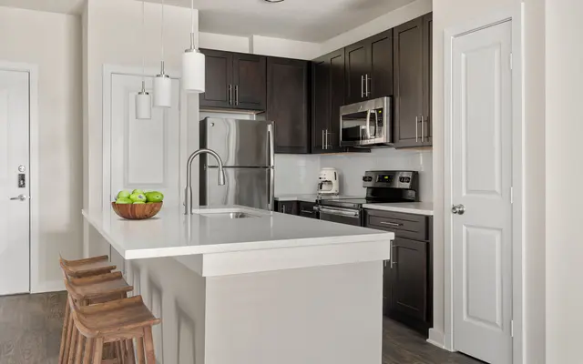 Eastside Station An upscale kitchen in Eastside Station, our East Austin luxury apartments.