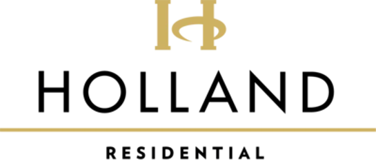 Holland Residential Logo Logo of Holland Residential featuring stylized letters H and R in gold and black coloration with the name 'Holland' prominently displayed above 'Residential' in capital letters.