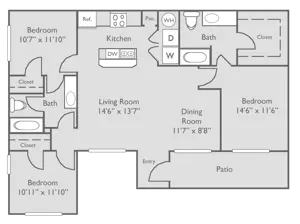 C1U-3 bedroom, 2 bathroom