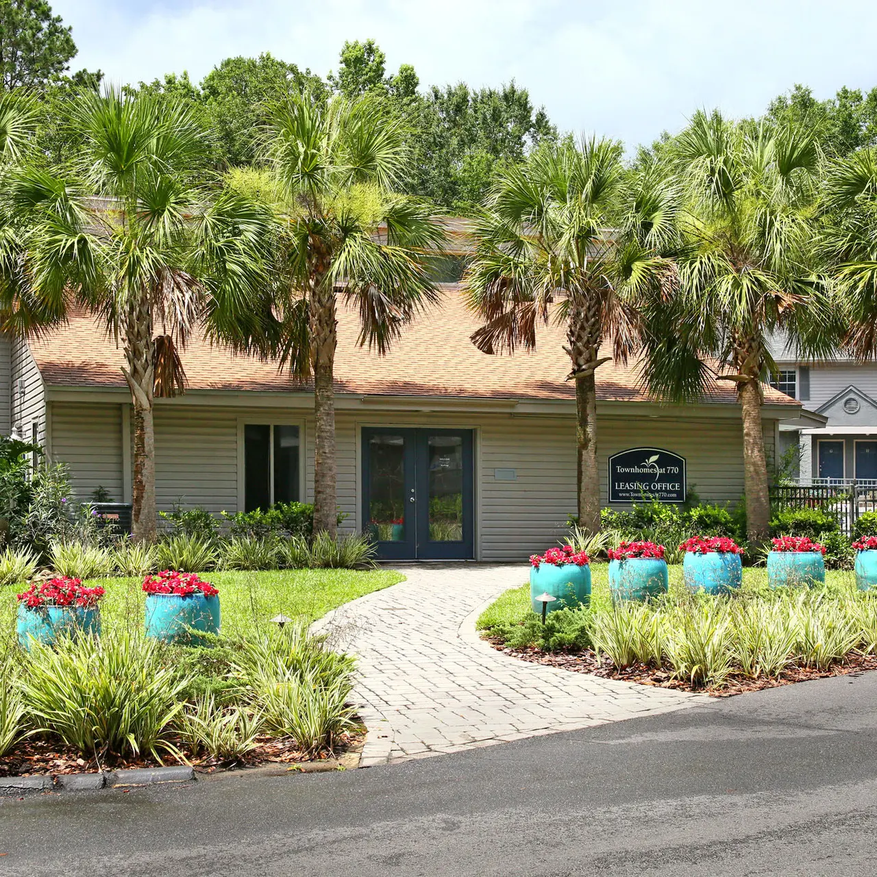 exterior landscaping of the leasing office