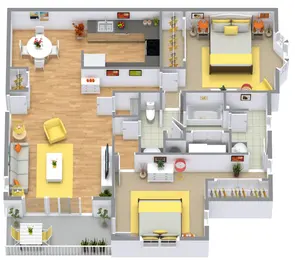 2 Bedroom 1.5 Bathroom - B1U