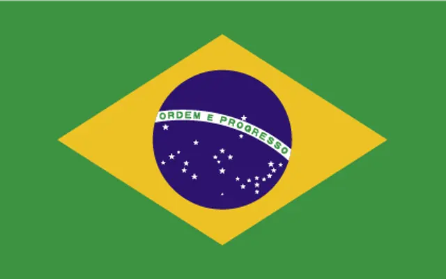 Flag of Brazil The flag of Brazil featuring a green background, a yellow diamond, and a blue circle with white stars and a white band that reads 'Ordem e Progresso.'