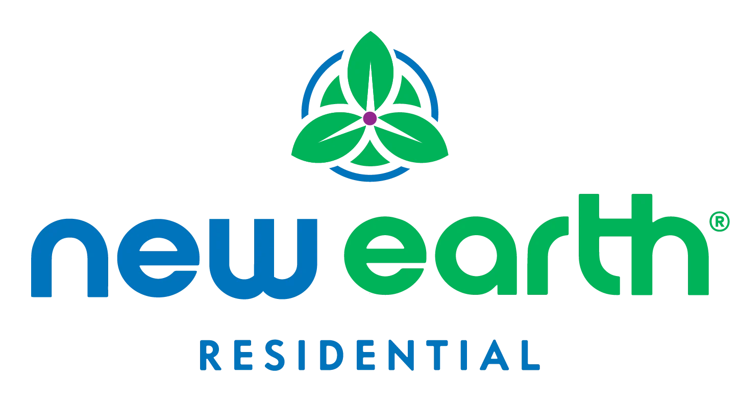 New Earth Residential Logo Logo of New Earth Residential featuring a stylized flower and the company name in blue and green colors.