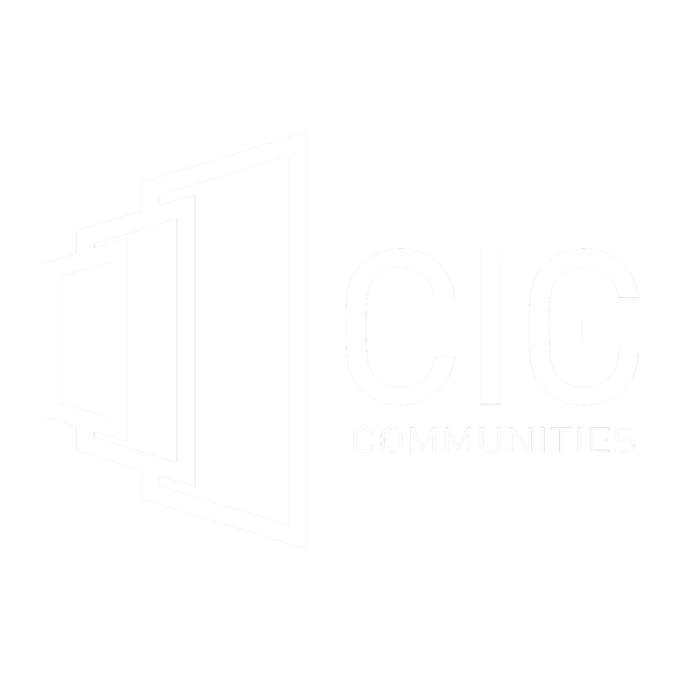 Logo of CIG Communities featuring sound wave graphic and the text 'CIG COMMUNITIES'