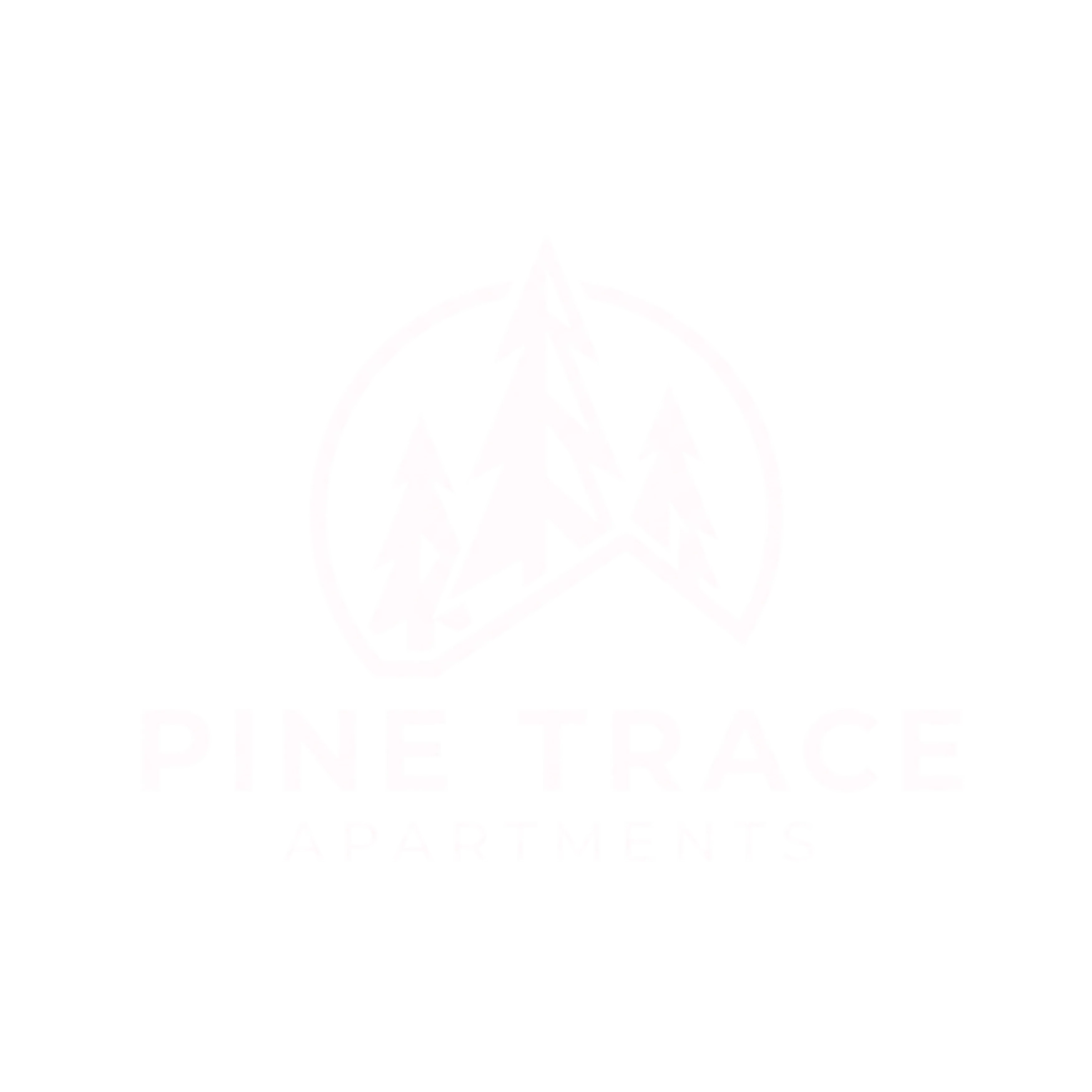 Logo for Pine Trace Apartments featuring stylized pine trees within a circular design.