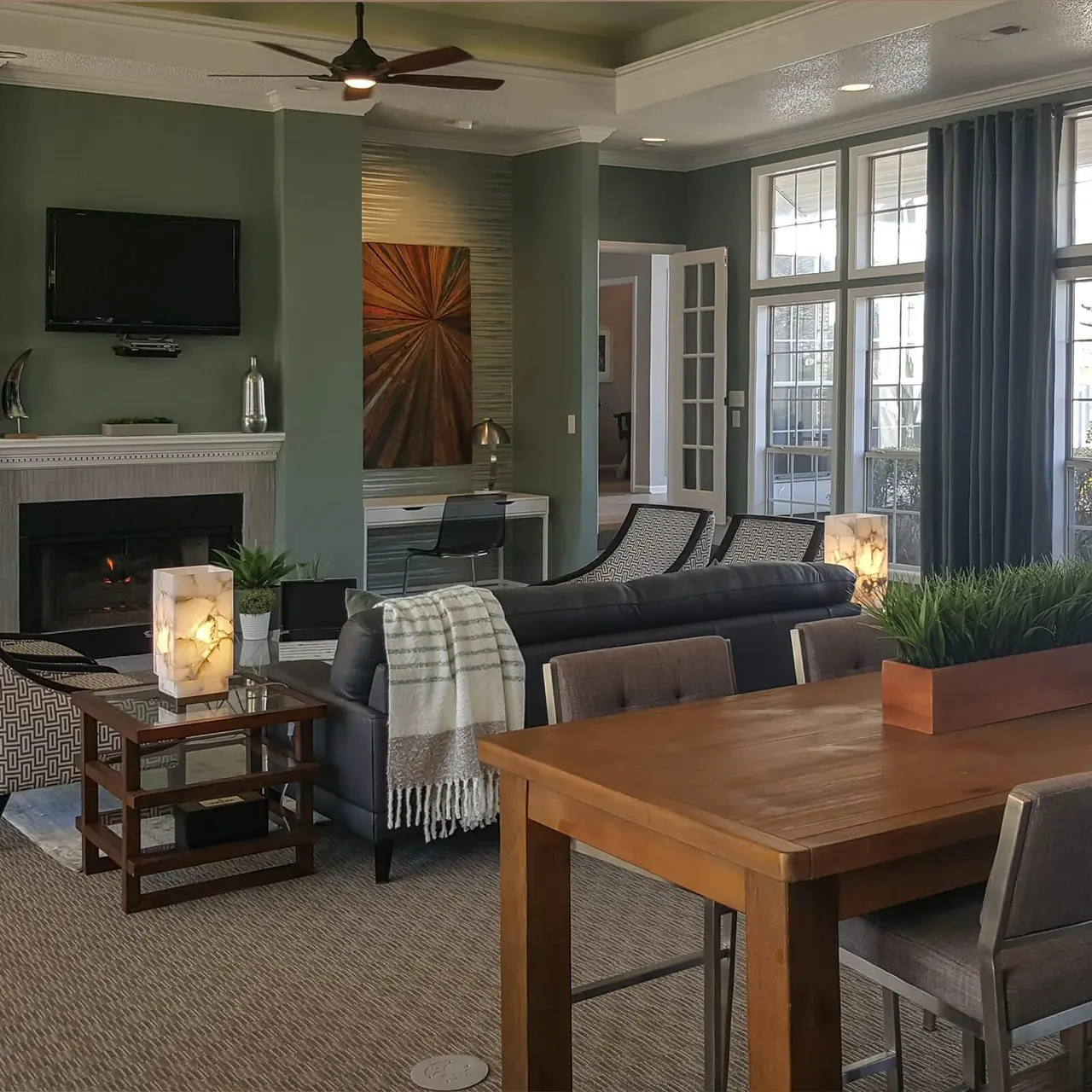 commons area living and dining space