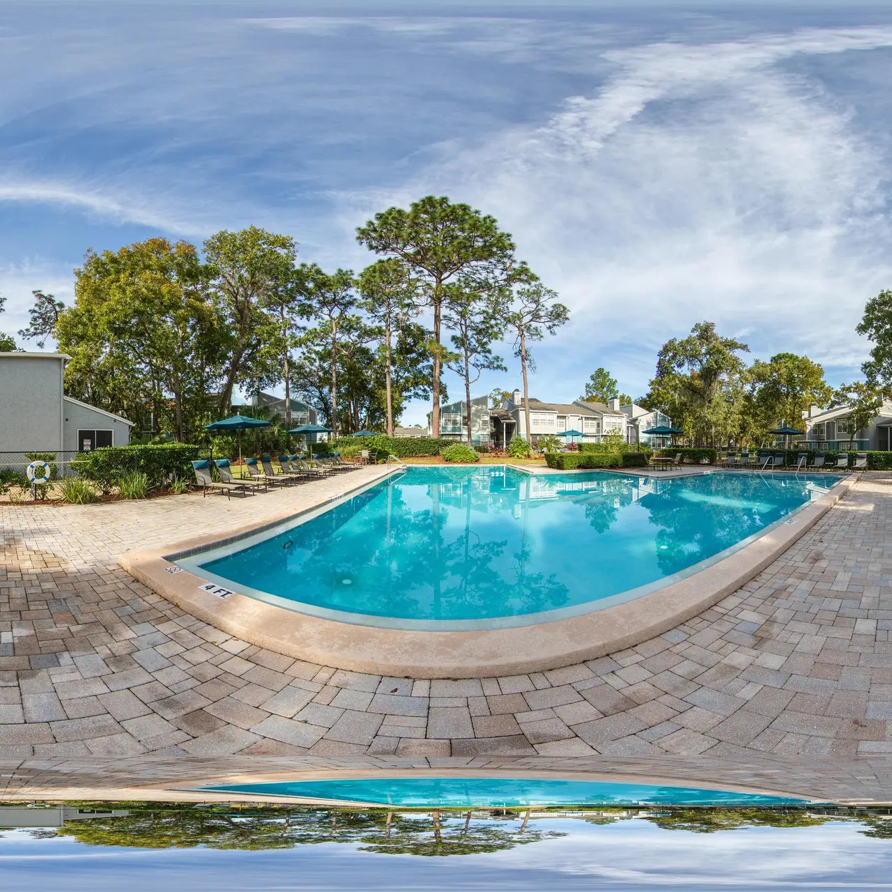 wide view of the pool deck